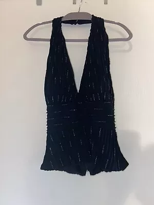 Vintage Cache Black Beaded Halter Top • $8.50