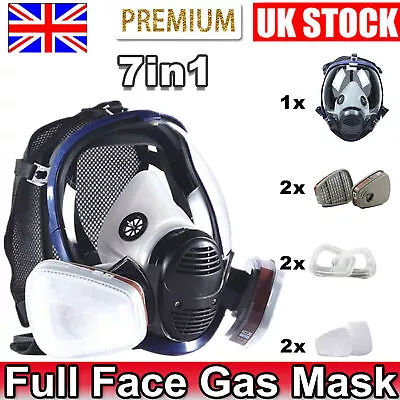 6800 Full Face Respirator Protection Gas Mask Sanding Painting Spraying Dust PPE • £11.94