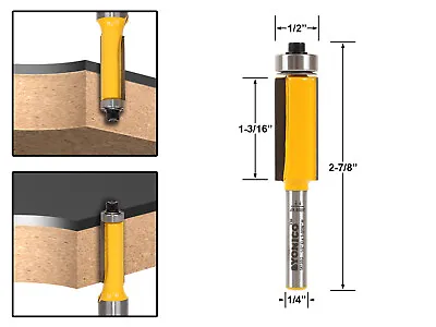 1-1/4  Cutting Height X 1/2  Flush Trim Router Bit - 1/4  Shank - Yonico 14139q • $9.95