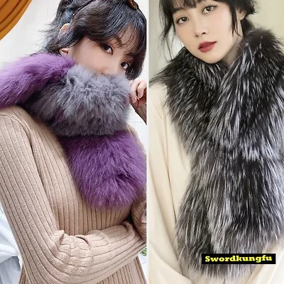 100% Real Luxury Fur Shawl Fox Fur Scarf Handmade Knitted Fur Scarf • $77