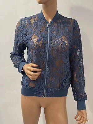 Zara Lace Zippered Jacket Medium Blue Light Jacket • $29