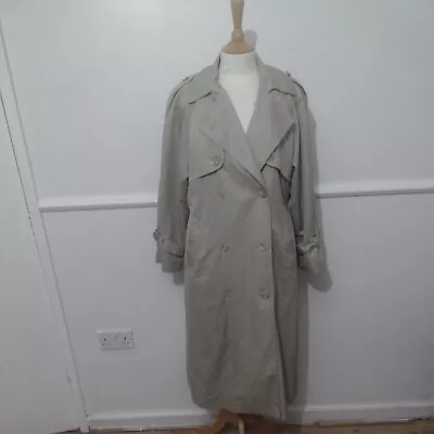 Womens Stone Rain Mac Trench CoatFully Lined Check Size M • £35