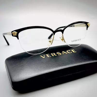 VERSACE Eyeglasses VE 1235 1371 Black/ Pale Gold 53-17-140 Mm ORIGINAL 100% • $133.54