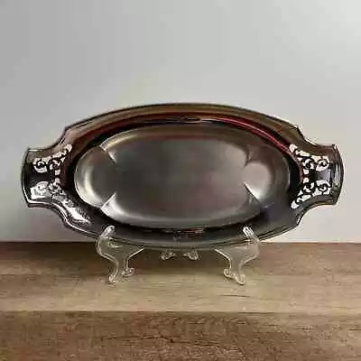 Vintage Art Deco Manning Bowman MB Means Best Oval Metal Serving Bread Tray • $35
