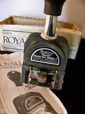 Bates Royall Automatic Numbering Machine Vintage Office Desk Equipment Ink Stamp • $19.95