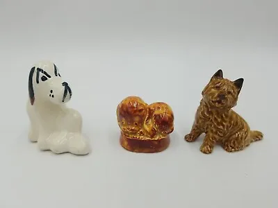 Lot Of 3 Dog Figurines Grindley Pottery Hound Dog Wade Cairn Terrier Dog & Pup • $15