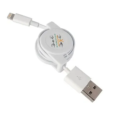 For IPHONE - RETRACTABLE USB CABLE CORD CHARGER POWER WIRE DATA SYNC WHITE • $11.39