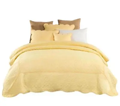 Tache Diamond Matelasse Scalloped Yellow Buttercup Elegant Coverlet Quilt Set • $99.90