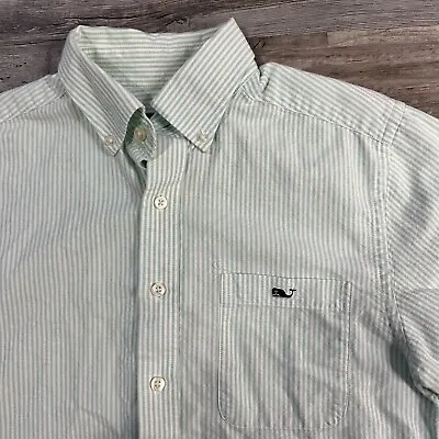 Vineyard Vines Shirt Mens Small Green Stripe Slim Fit Tucker Button Down Easter • $12.76