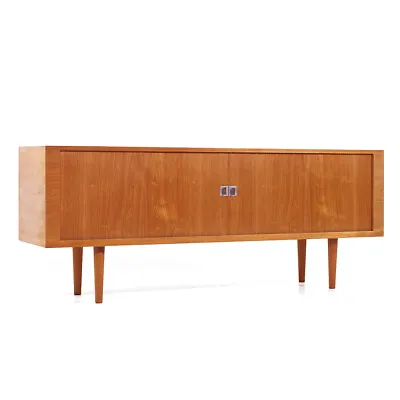 Hans Wegner  President  Mid Century Danish Teak Tambour Credenza • $8447