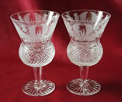 £120 • Buy Edinburgh Crystal Thistle Pattern - 2 X  Wine Glasses - Signed