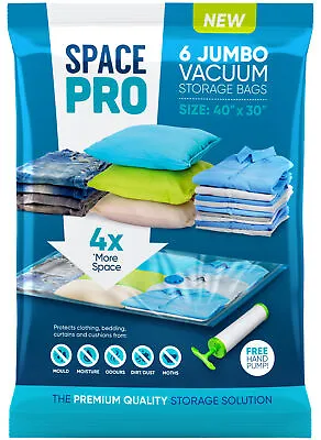 £14.99 • Buy Space Pro 6 X Jumbo Vacuum Storage Bags For Duvets Blankets Bed Sheets Clothes