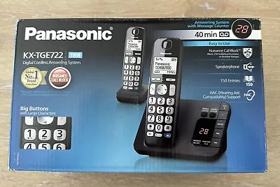 Panasonic KX-TGE722 Big Button DECT Double Cordless Telephone With Nuisance Call • £25