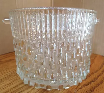 Vintage Teleflora Ice Bucket Pressed Glass Vase France No Handle MCM • $12