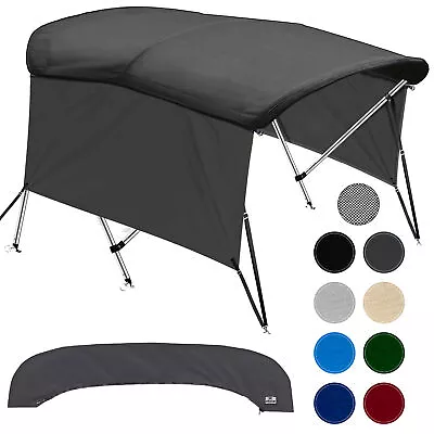 Fade-Proof Sun Shade Canopy W/ Support Poles And Side Walls Boat Bimini Tops • $162.99