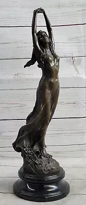Signed Milo Art Nouveau Nude Woman Awakening Bronze Sculpture Figurine Deco Deal • $209.50