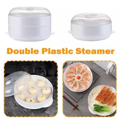 1/2 Tier Microwave Vegetable Steamer Pasta Rice Fish Eating Pot Healthy N9Y1 • £7.64