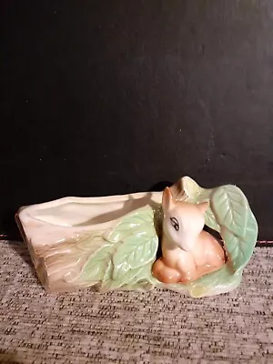 Vintage Eastgate Pottery Withernsea Fauna Small Log & Bambi Posy 60s Excellent • £5