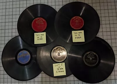 Lot Of 5 Antique / Vintage 12” Vinyl 78 RPM Records See Description • $9.95