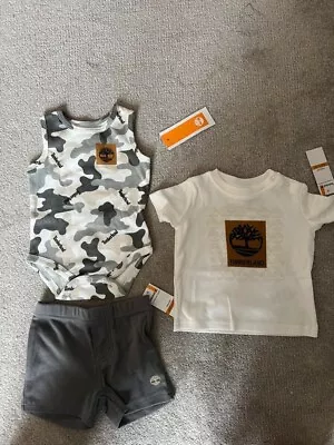 Timberland Baby Boy 3-piece T-shirt And Short Set 0-3 Brand New With Tags • £24.99