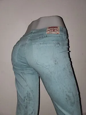 Rare True Religion Halle Womens Jeans Size ( 28 ) Skinny Dirty Prints • $16.99