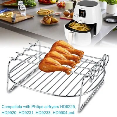 $19.84 • Buy Air Fryer Access Double Layer Rack Skewer Tray Grill Shelf For Philips HD9904/20