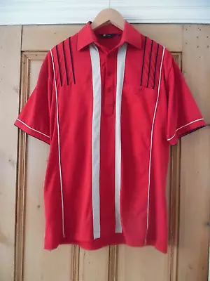 Gabicci Shirt. Medium. Red/white/black Piping. Short Sleeved. Superb Example. • £10