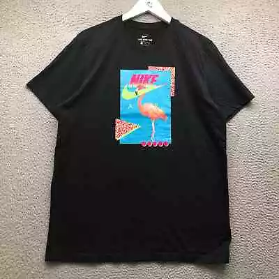 Nike Flamingo Beach T-Shirt Men's Large L Short Sleeve Graphic Swoosh Black Blue • $16.99