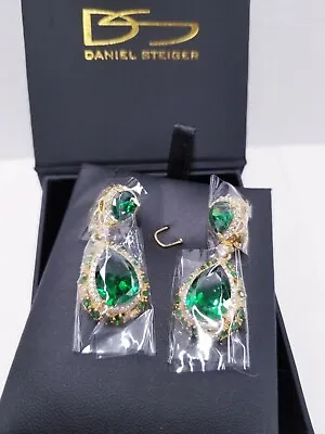 $55.27 • Buy Daniel Steiger Emerald Diamondeau Earrings New