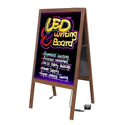 Wood A Frame Illuminated Erasable Neon LED Message Writing Board Menu Sign New • $65.91