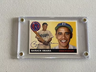 🔥vintage 1955 Topps Style  Baseball Card Barack Obama Brooklyn Dodgers 🔥 • $12.99