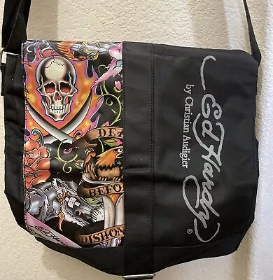 Vintage Ed Hardy By Christian Audigier Messenger Cross Body Black Bag • $26.99