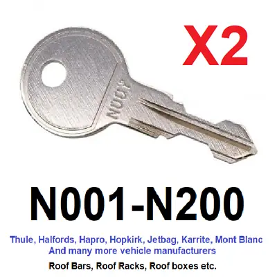 £2.70 • Buy 2 X Thule Roof Bar, Roof Box, Roof Rack Keys To Code (N001 To N200) 
