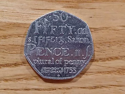 2005 UK 50p Coin Johnson's Dictionary 1755 Saxon Plural Of Penny Fifty Pence  • £795