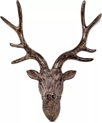 £29.95 • Buy 42cm Wall Mounted STAG HEAD DEER ANTLERS Wall Plaque Decoration Sculpture Figure