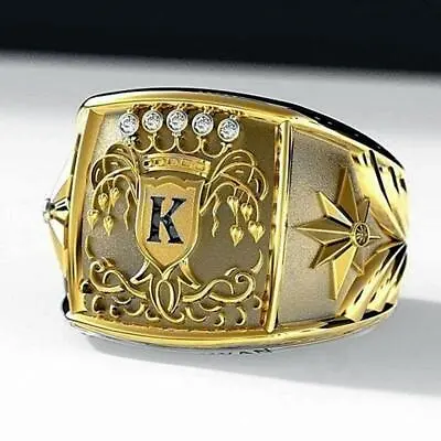 Crown King Ring 14k Yellow Gold Punk Rock Mens Biker Rings Party Jewelry Gifts • $0.72