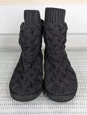 UGG Australia Isla Cable Knit Weave Black Women's Boots Size 8 #1008840 • $29.99