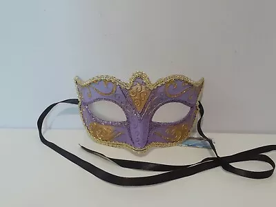 Venezia Mask Hand Painted  Festival Costume Theater Cosplay Mardi Gras Purple  • $30.30