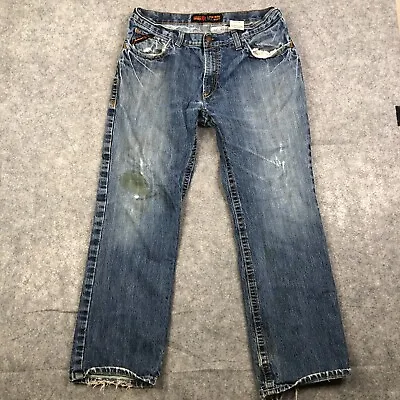 Ariat FR Jeans Mens 36x32 (actual 36x30) M4 Low Rise Boot Blue Work Denim • $38.21