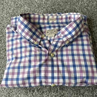 Tailored By J.Crew Mens Check Button Down Shirt Lightweight Purple Slim  Size L • $14.97