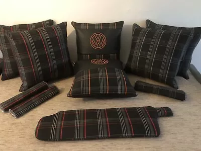 Vw Camper Van Gti Tartan Cushions X2  T4 T5 T6 Free Seatbelt Covers • £39.99