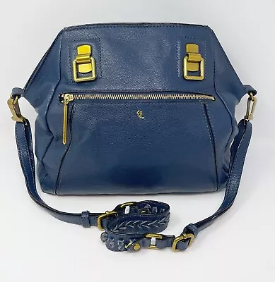 Elliott Lucca Denim Blue Buttery Soft Leather Crossbody Bag Purse Gold Hardware • $23.99
