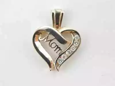 1.18 Ct Round Cut Simulated Diamond Heart  Mom  Pendant 14k Yellow Gold Plated • $82.82