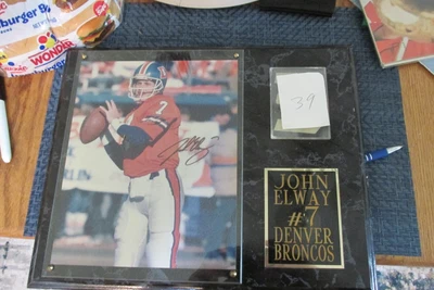$20 • Buy **John Elway Denver Broncos Framed Picture With Trading Card NICE Collectible**
