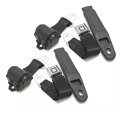 2 Point Sunburst Retractable Blk Bucket Seat Belts Musclecar Hotrod Pair Lh&rh • $179.95