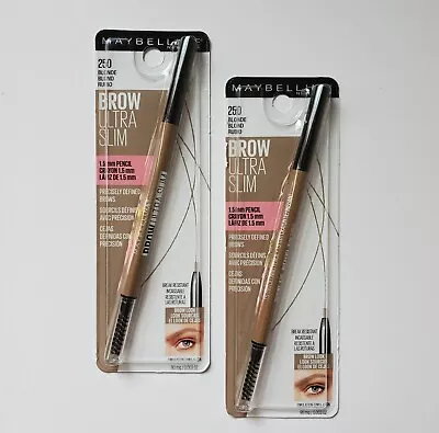 Lot Of 2 Maybelline Brow Ultra Slim Pencil # 250 Blonde With Spoolie Defining  • $16.95
