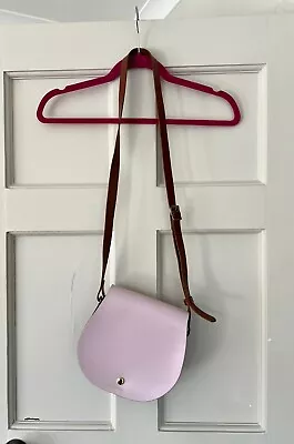 Honey & Toast Etter Leather Saddle Bag Pale Pink And Navy NEW • £69.99