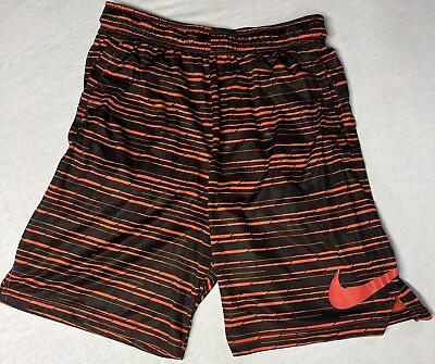 Nike Dri Fit Shorts Men’s Large Orang Black Athletic Swoosh Performance Gym • $18.72