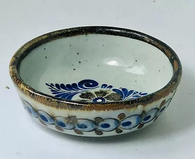 Vintage Tonala Mexico Pottery Hand Painted Floral Bowl 4-1/5 Inches Diameter • $9.99