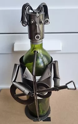 Metal Man Playing The Guitar Wine Bottle Holder / Display Wine Holder • £20